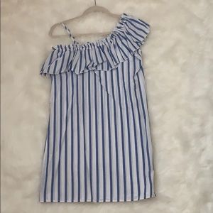 Blue and white striped sun dress